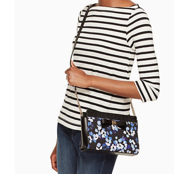 New Kate spade blue & black floral Angelica Purse - Picture 2 of 8